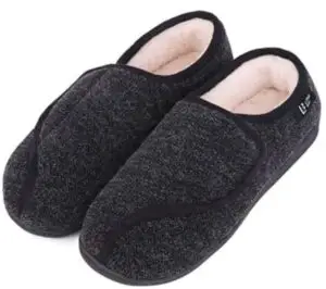 black adjustable strap slippers