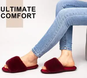 Women's Fuzzy Faux Open Toe slippers